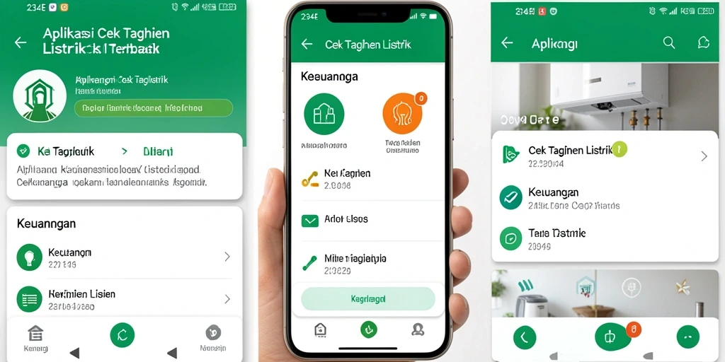 Antarmuka aplikasi 234E untuk cek tagihan listrik.