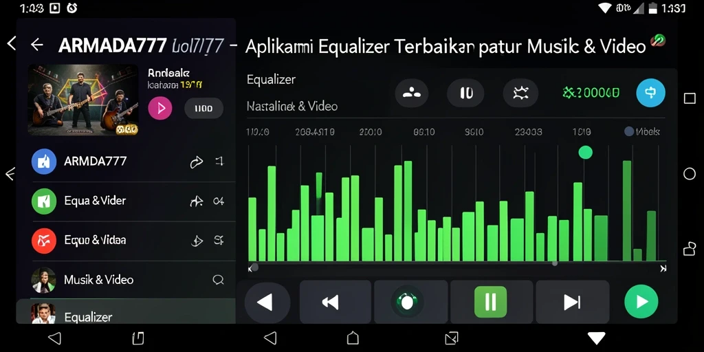 Tampilan antarmuka aplikasi Equalizer ARMADA777 yang menarik dan fungsional.