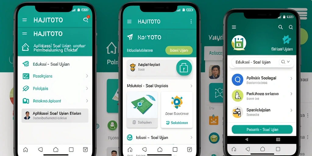 Tampilan antarmuka aplikasi Soal Ujian HAJITOTO yang menarik dan fungsional.