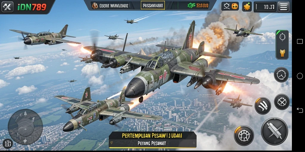 Tampilan antarmuka game Perang Pesawat IDN789 yang dinamis dan menarik.
