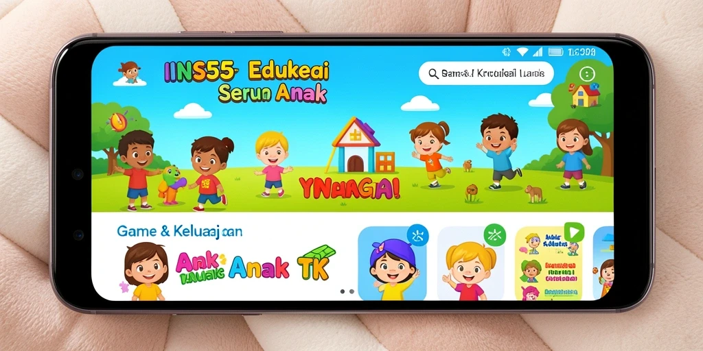 Antarmuka menarik dan edukatif dari aplikasi INS55 untuk anak.
