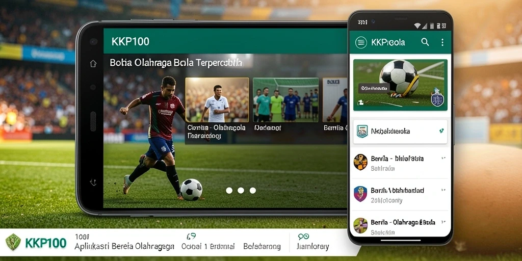 Tampilan antarmuka KPK100 dengan berita terbaru olahraga bola.